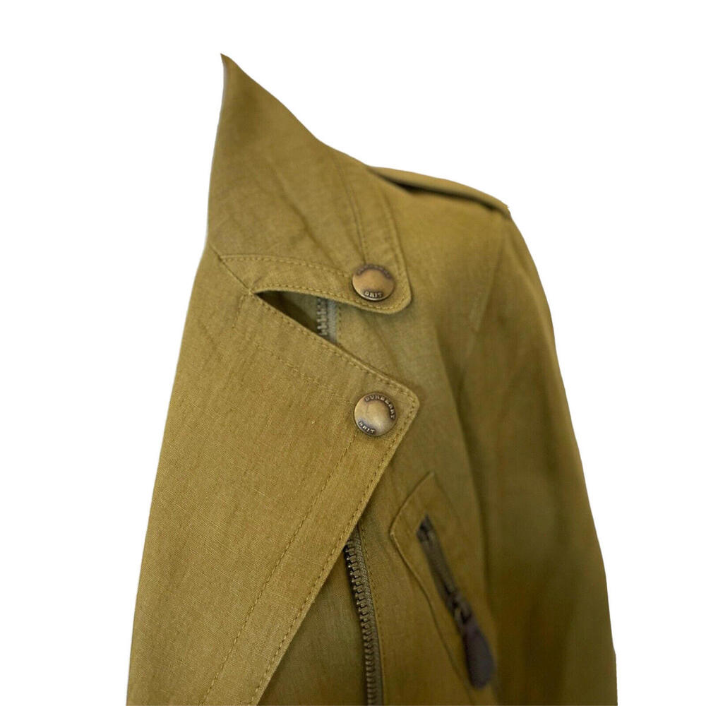 Burberry Brit Olive Green Linen Moto Biker Leather Jacket Size US6 MSRP $1250 - Picture 9 of 15
